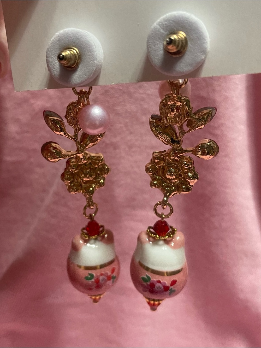 Glamorous Cute Pink Lucky Cat Kawaii Earrings - Picture 6 of 7